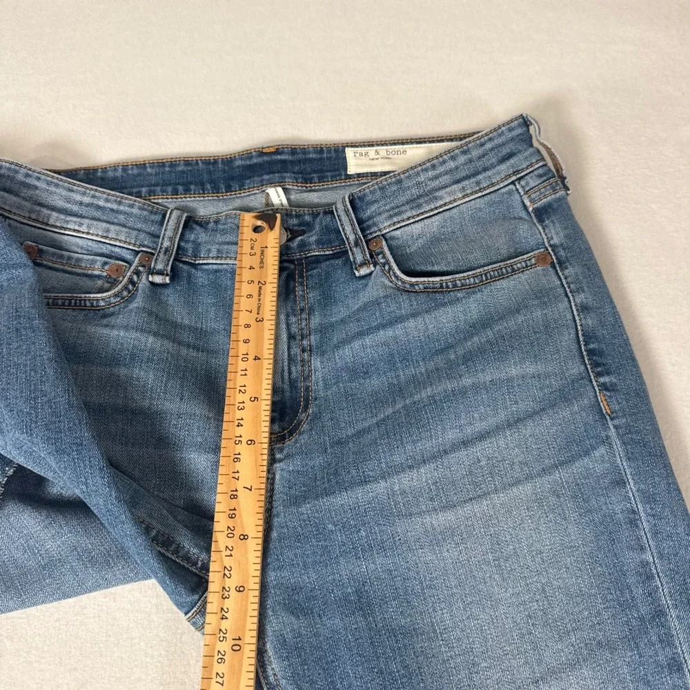 Rag & Bone Cate Mid-Rise Ankle Skinny Jeans Women 28 Blue Denim Raw Hem Designer